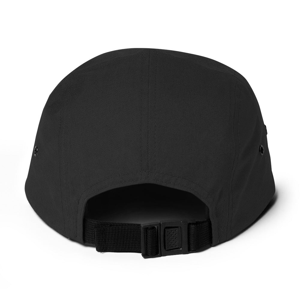 black 5 panel hat sqawk adjustable back