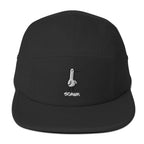 black five panel baseball cap with cartoon seagull and sqawk