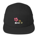 SQAWK Hibiscus black 5 panel hat front