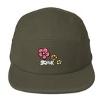 SQAWK Hibiscus olive 5 panel hat front
