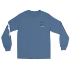 SQAWK Dark blue long sleeve sqawk ride together ski tshirt front with seagull in gondola