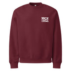 Red SQAWK crew neck with white high campbell logo on front