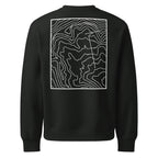 Black SQAWK crew neck with white high topographic design on back